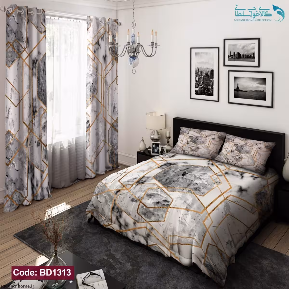 روتختی طرح ماربل شش ضلعی دونفره کد BD1313