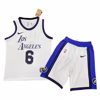 پیراهن شورت بسکتبالی لس آنجلس لیکرز سفید 2023 شماره 6