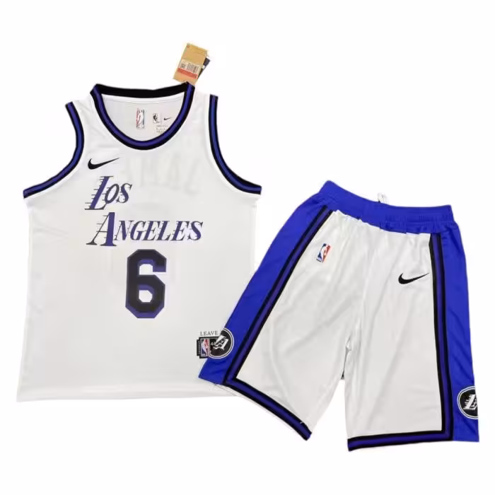 پیراهن شورت بسکتبالی لس آنجلس لیکرز سفید 2023 شماره 6