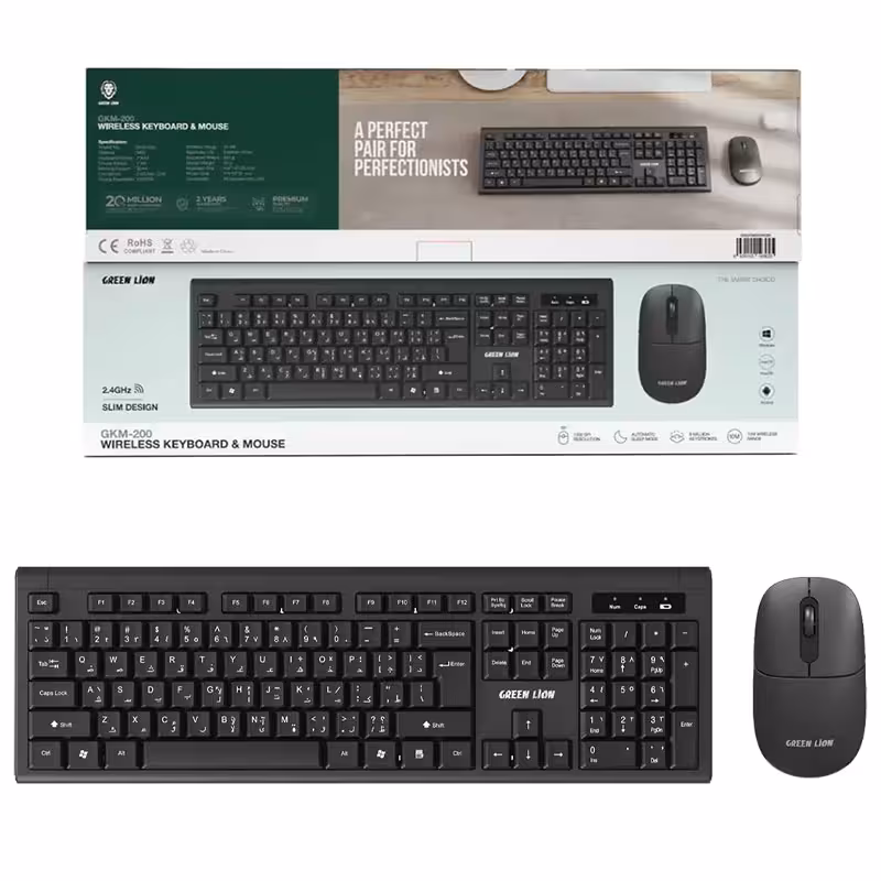 کیبورد و موس بیسیم گرین لاین مدل Green Lion GKM-200 Wireless