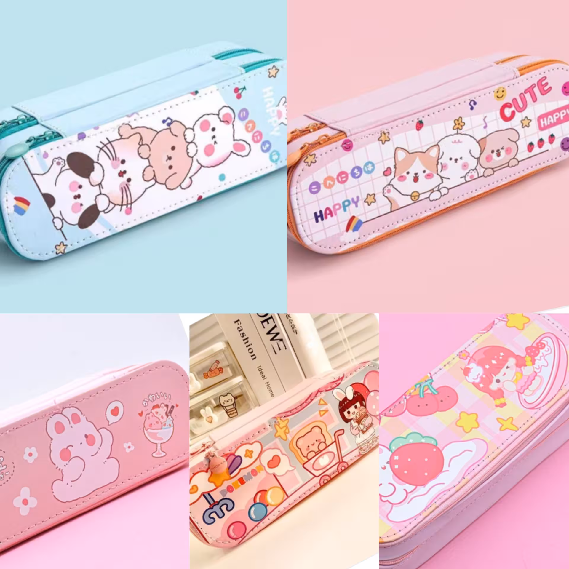 جامدادی دو طبقه چرم وارداتی برند moka در طرح های فانتزی جامدادی دو طبقه خرگوش خرس دایناسور دختر  جامدادی دخترانه پسرانه