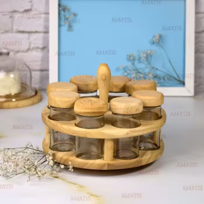 ست جا ادویه چوبی گردان 8 تایی کد 99082 از برند لونا رابروود