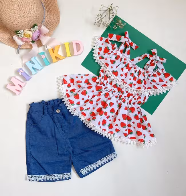 تاپ شلوارک توت فرنگی