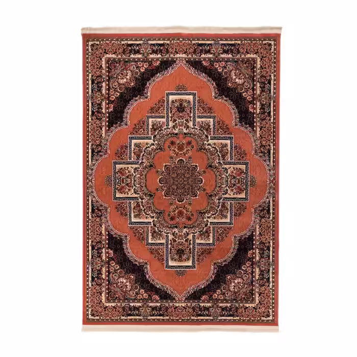 گبه ماشینی دنیای فرش کد 546G زمینه گلبهی