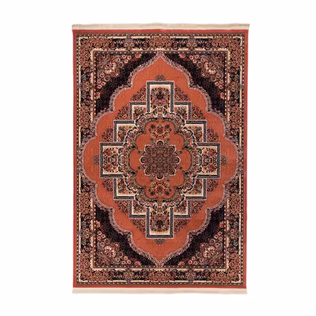 گبه ماشینی دنیای فرش کد 546G زمینه گلبهی