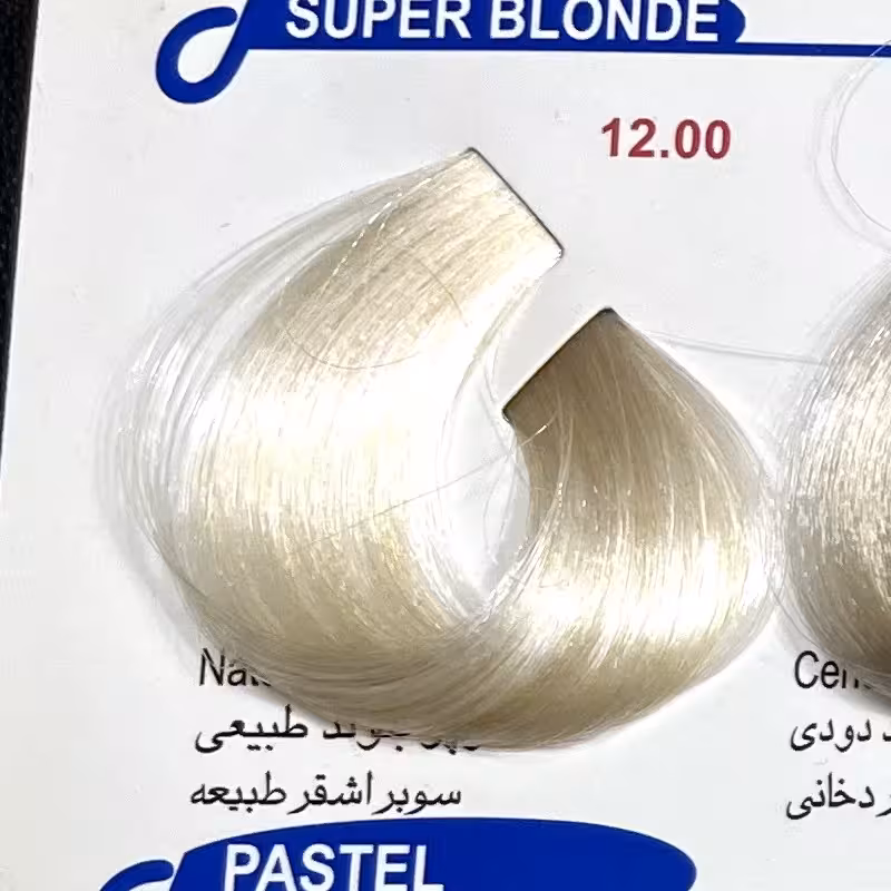 رنگ سوپر بلوند طبیعی 12.00 ،رنگ مو کم آمونیاک پیلون و یک عدد اکسیدان | amazonchi