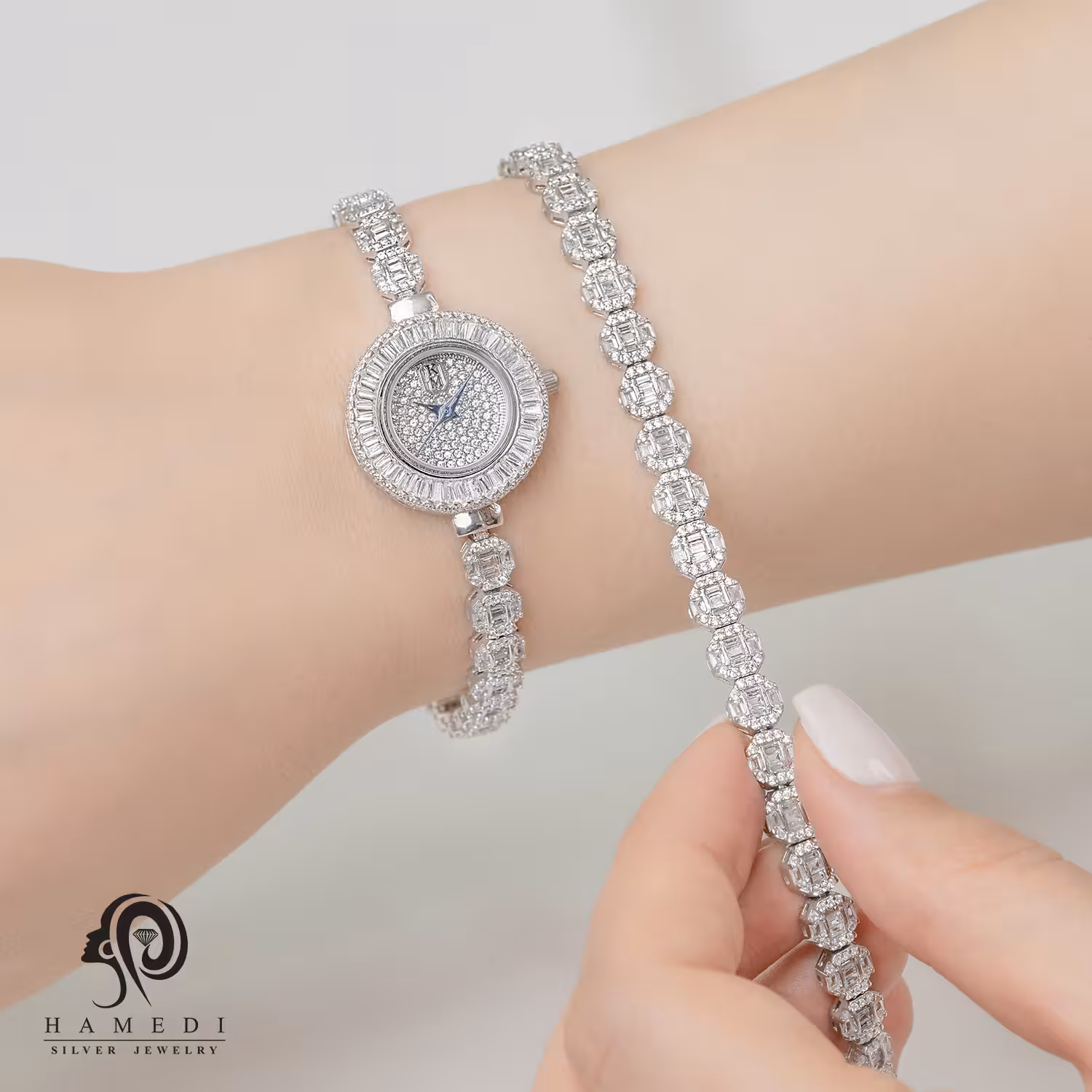 ست ساعت و دستبند نقره زنانه مدل SWB16