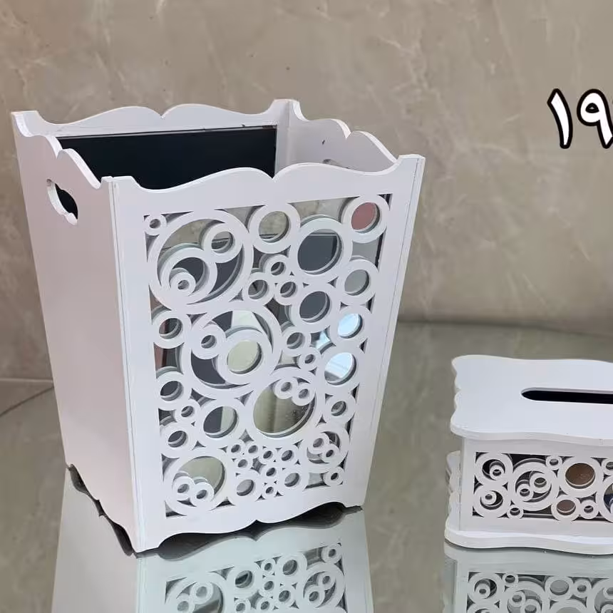 سطل و جادستمال چوبی حلقه ای سفید