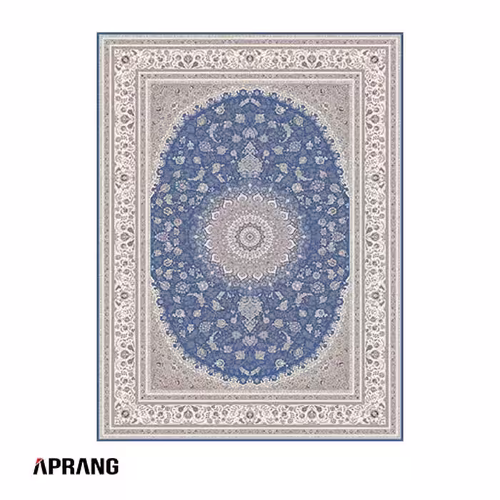 فرش زمرد مشهد (50000) اکریلیک - 10 رنگ - 1500 شانه - آبی تیره - تراکم 4500 - کناره(3*1 متر)