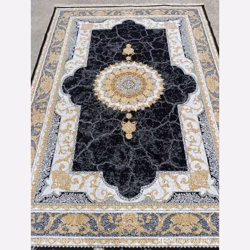 فرش 12متری نقشه جدید نسیم سرمه ایی کاشان مناسب دکوراسیون لوکس