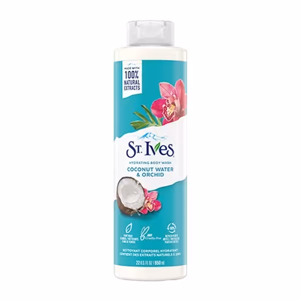 شامپو بدن پاک کننده نارگیل و ارکیده سینت ایوز Coconut Water & Orchid hydrate body wash St.Ives 650