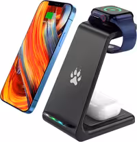 ایستگاه شارژ بی‌سیم 3 در 1 برای اپل واچ و ایرپاد، شارژر وایرلس (مشکی)