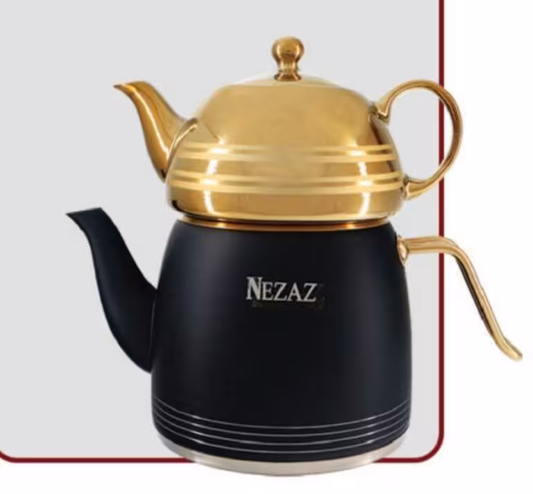 کتری قوری نزاز 2.5 لیتر کد 2309 مشکی طلایی