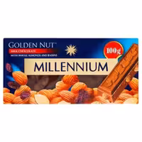 شکلات میلینیوم با مغز بادام درختی و کشمش – 100 گرم