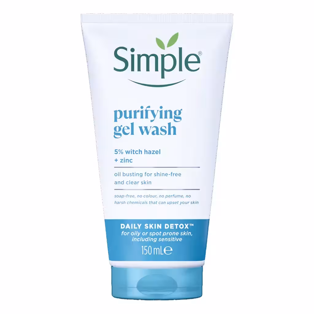 ژل شستشوی پوست چرب سیمپل مدل Simple purifying gel wash حجم 150میلی لیتر