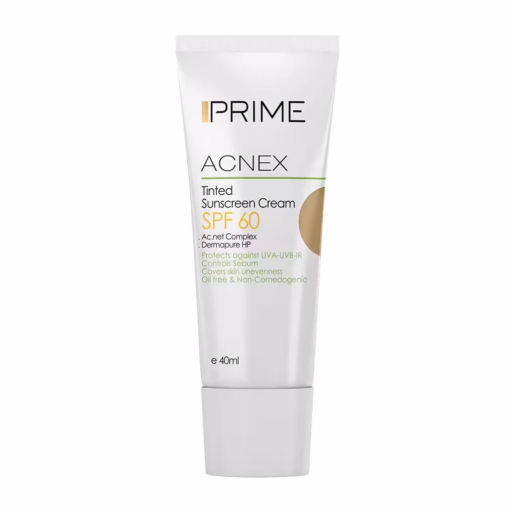 کرم ضد آفتاب رنگی پریم آکنه اکس با SPF 60 و رنگ بژ