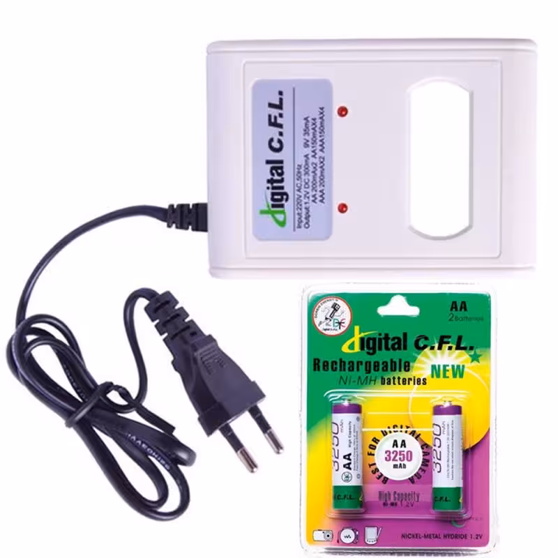 شارژر باتری سی‌اف‌ال مدل DET-302C به همراه باتری قلمی 3250mAh