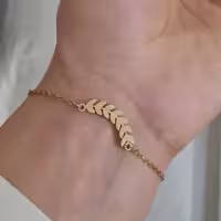 دستبند خوشه گندم پلاک دار استیل شن پاش - رنگ ثابت ضد حساسیت