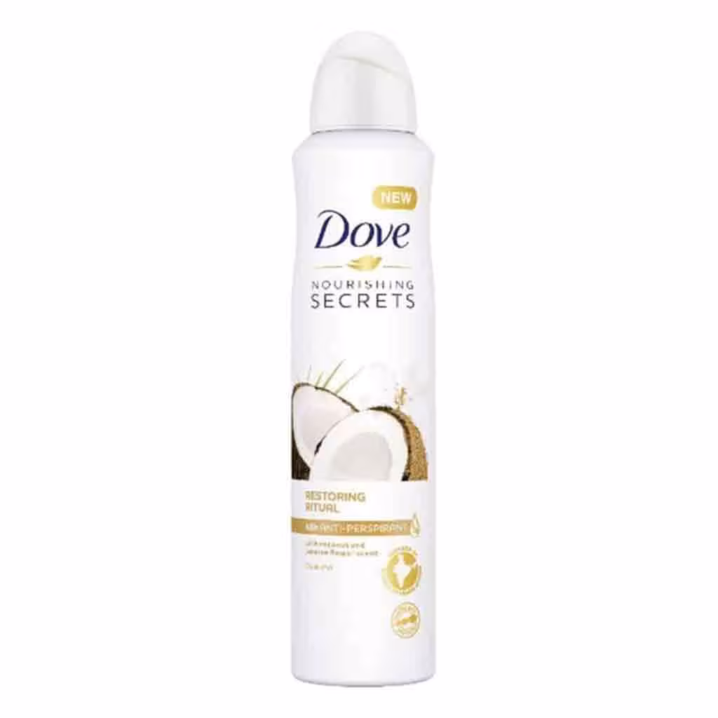 اسپری ضد تعریق هلندی زنانه داو Dove Nourishing با رایحه نارگیل و گل یاس 250 میل