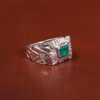 انگشتر زمرد مردانه کد 30177 - جواهری مشاهیر