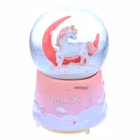 گوی فانتزی بزرگ موزیکال صورتی طرح تک شاخ و ماه