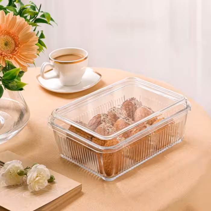 بیسکویت خوری مستطیل شیشه ای لیمون