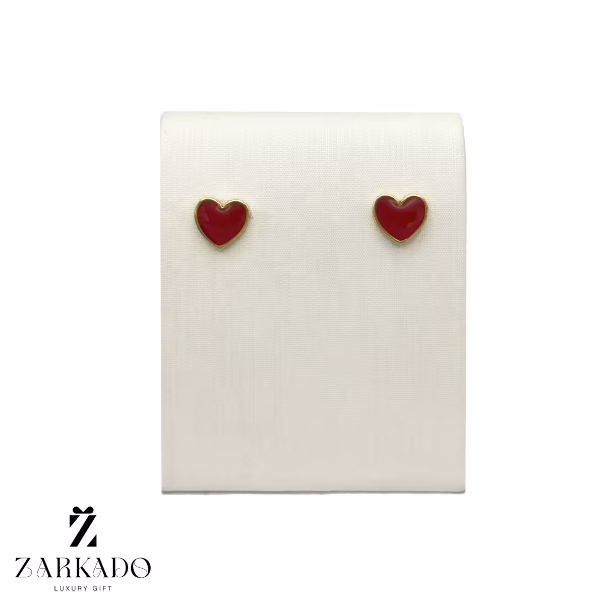 گوشواره میخی طلا قلب میناکاری قرمز کد E11719