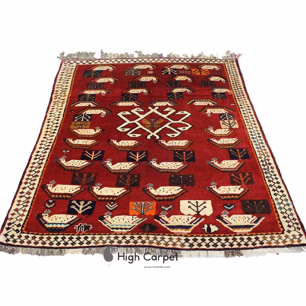 فرش دستبافت  شیراز عشایری قرمز لاکی 3 متری کد 4006