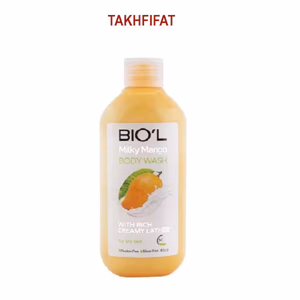 شامپو بدن کرمی و شفاف بیول 400 میل مدل شیر و انبه مناسب پوست خشک ( Biol Body Wash )