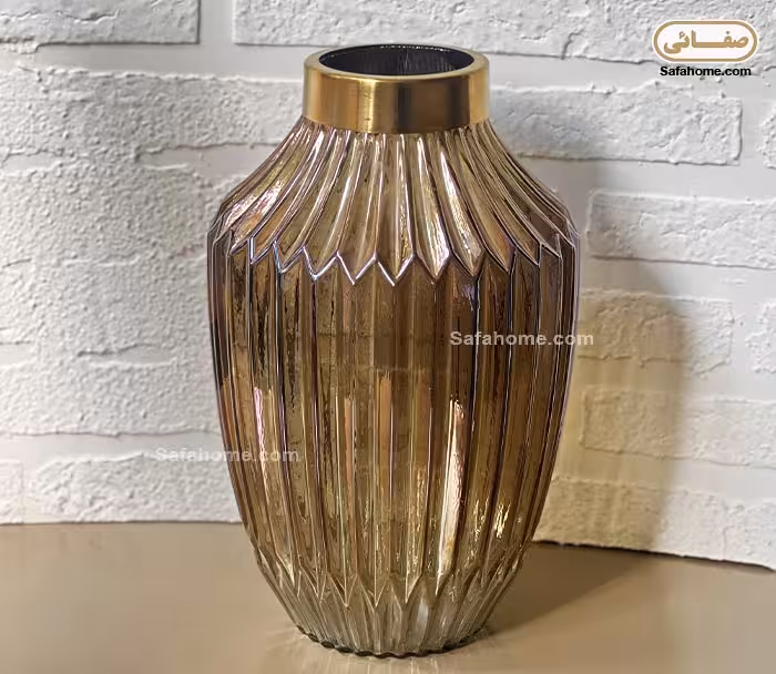 گلدان شیشه ای مدل پلیسه نسکافه ای