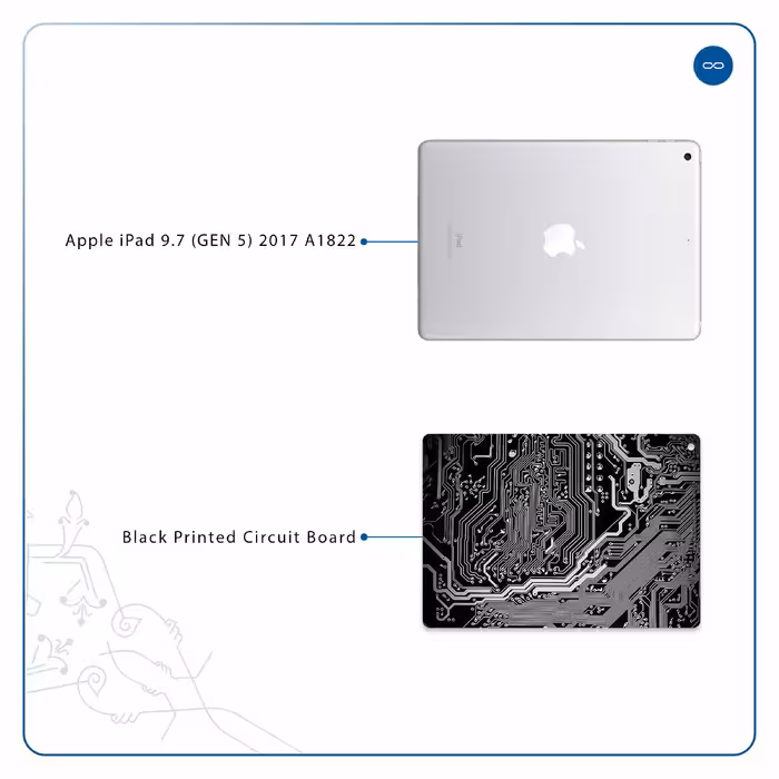 برچسب پوششی ماهوت مدل Black Printed Circuit Board مناسب برای تبلت اپل iPad 9.7 (GEN 5) 2017 A1822