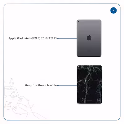 برچسب پوششی ماهوت مدل Graphite-Green-Marble مناسب برای تبلت اپل iPad mini (GEN 5) 2019 A2125