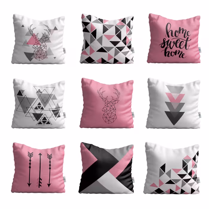 کاور کوسن شمسه نگار مدل مثلث های رنگی کد RW-505 مجموعه 9 عددی