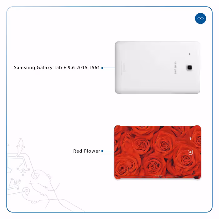 برچسب پوششی ماهوت مدل Red-Flower مناسب برای تبلت سامسونگ Galaxy Tab E 9.6 2015 T561