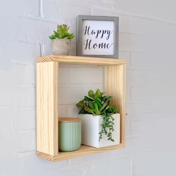 شلف دیواری مدل باکس چوبی w28