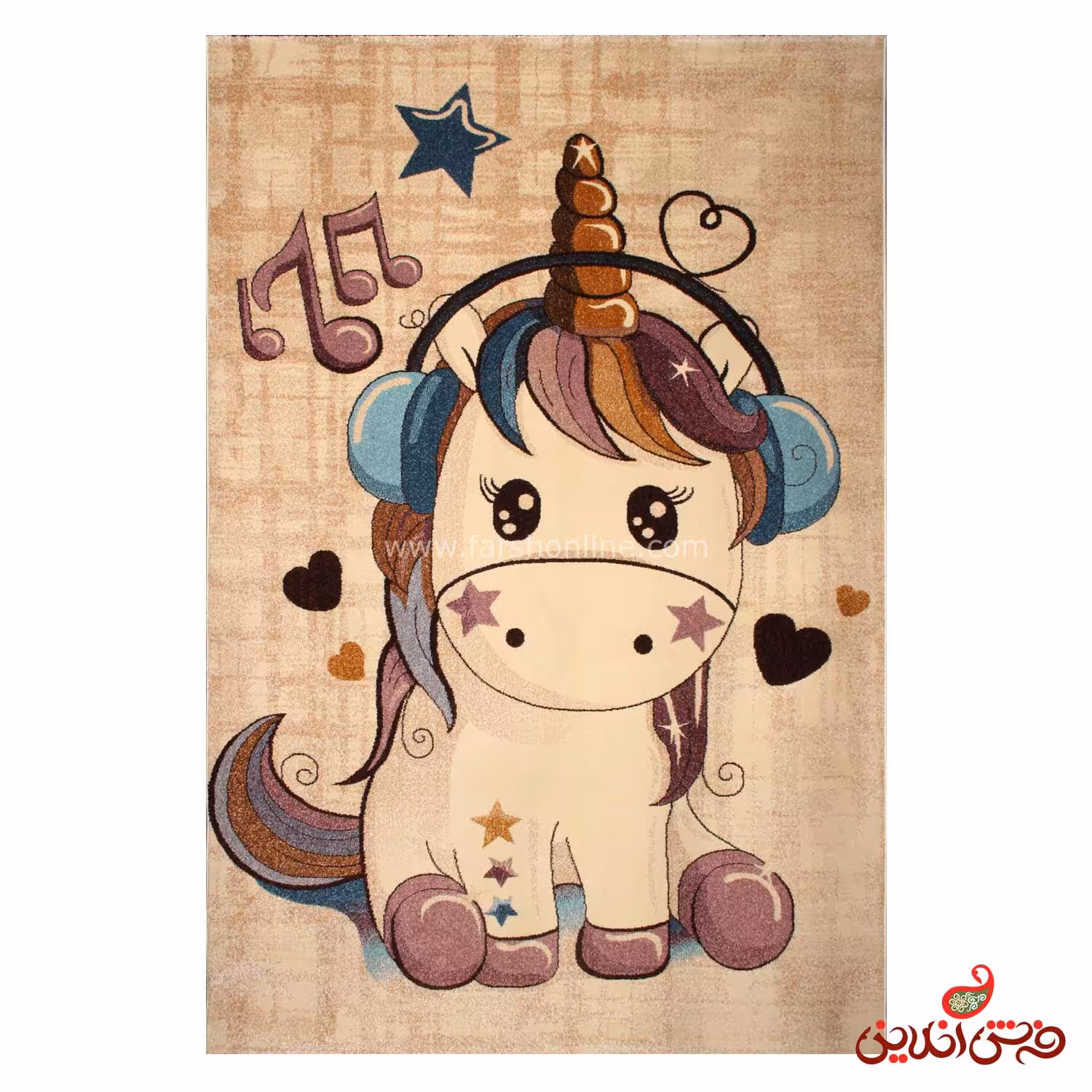 فرش ساوین کد 7281 یونی کورن کرم