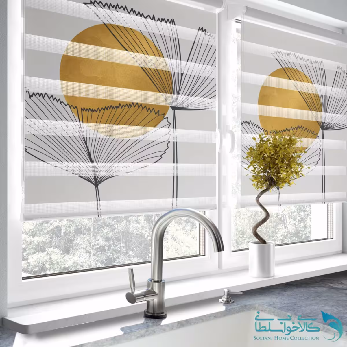 پرده زبرا طرح جانت آشپزخانه کد FR1708