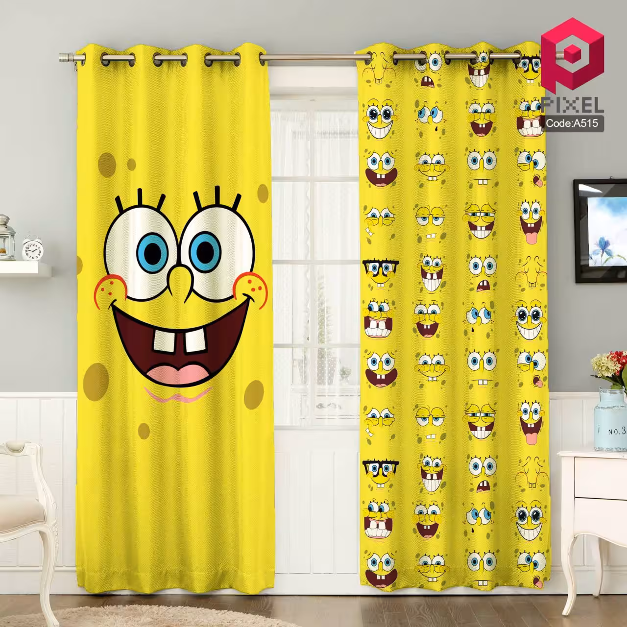 پرده پانچی مخمل چاپی دخترانه کد 515