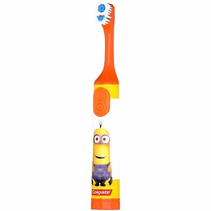 مسواک برقی بچگانه کولگیت Colgate minions اصل | شخصیت کارتونی مینیون، باتری‌خور، رنگ نارنجی