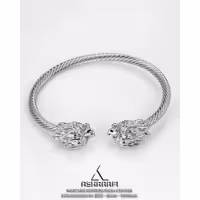 دستبند النگویی نقره‌ای Lion Bracelet S1