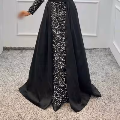 پیراهن شب زنانه ساتن مدل پوشیده لباس مجلسی مناسب عقد نامزدی فرمالیته محضر پیراهن شیک و خاص