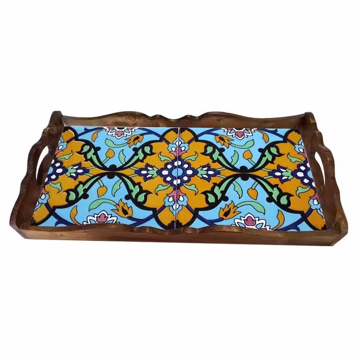 سینی چوبی طرح کاشی