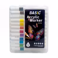 ماژيک اکريليک 12 رنگ برند بيسيک