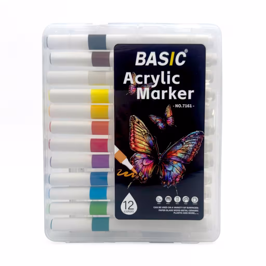 ماژيک اکريليک 12 رنگ برند بيسيک