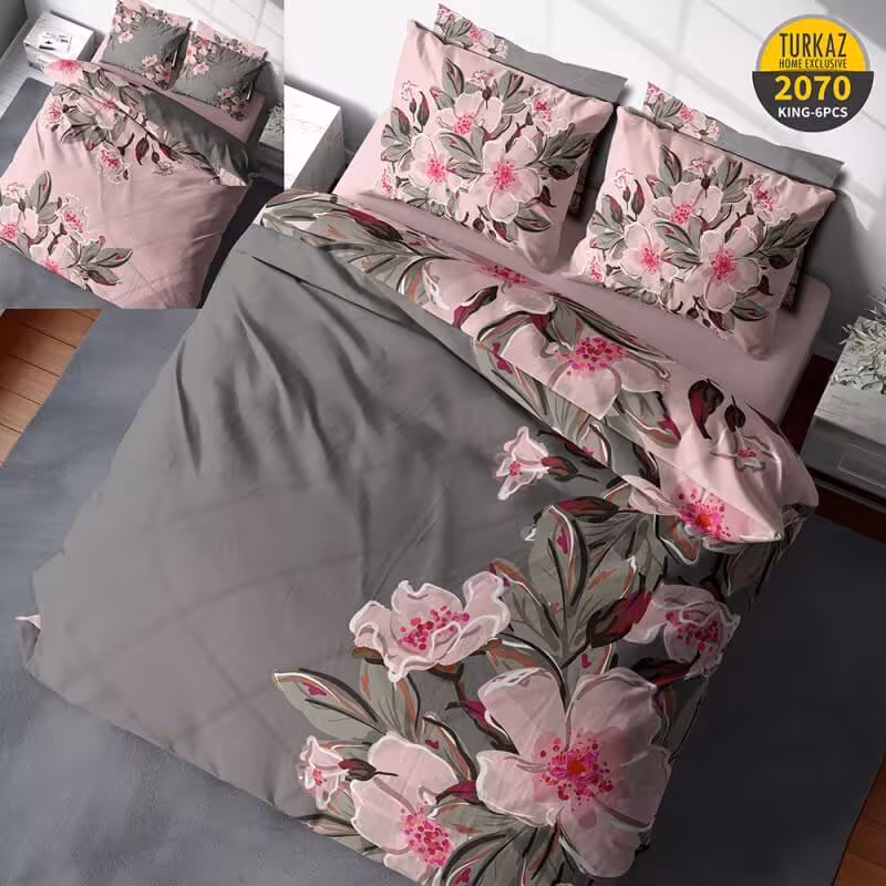 سرویس روتختی طرح ژرانیوم برند Turkaz دو نفره  کد 2070