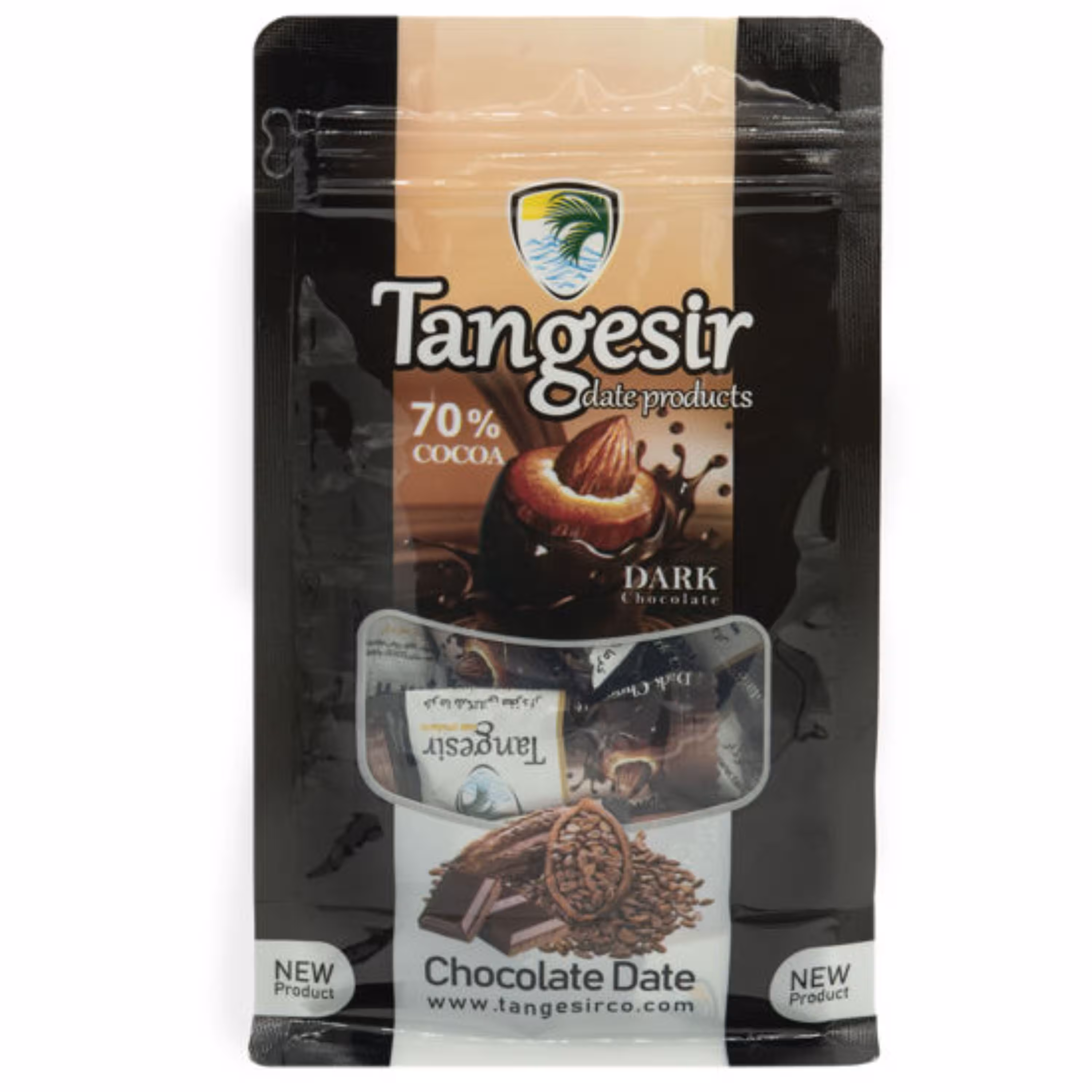 خرماشکلاتی تنگسیر با مغز بادام 500گرمی -شکلات تلخ-