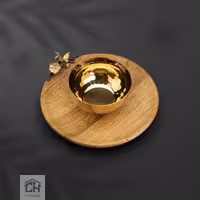 پیاله و پیش دستی چوب و برنج گلدکیش طرح butterfly wood مدل GK829800