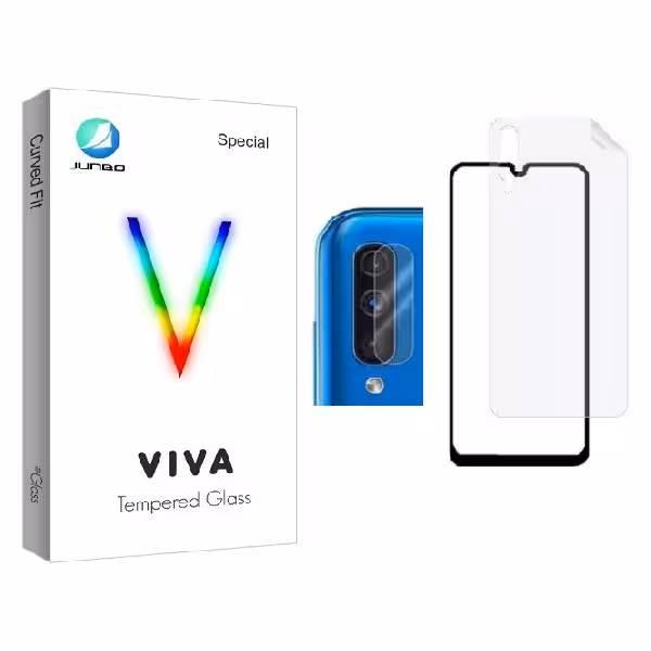 محافظ صفحه نمایش جانبو مدل FUL مناسب برای گوشی موبایل سامسونگ Galaxy A50 به همراه محافظ پشت گوشی و محافظ لنز دوربین