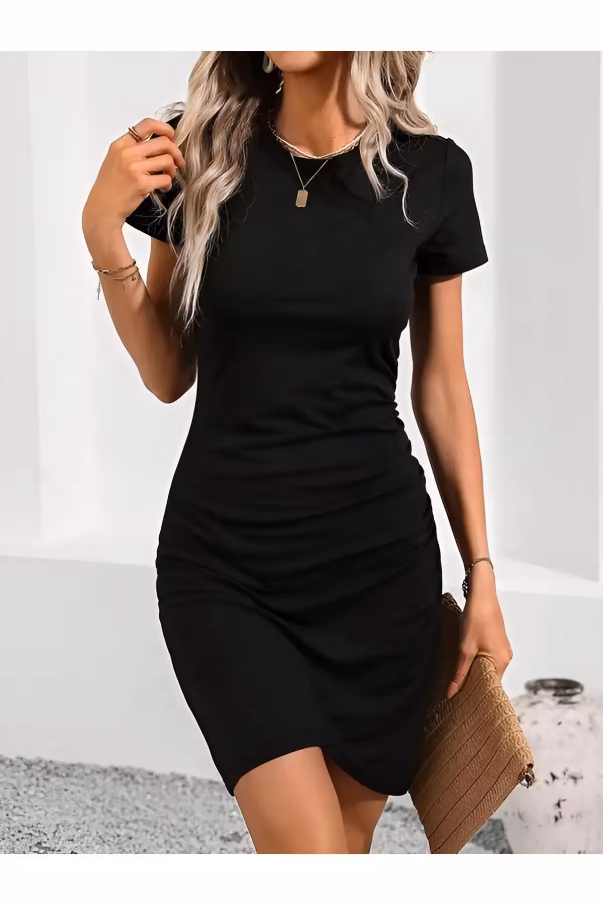 لباس زنان Yaka کوتاه Summer Voll Living Basic Dress - 3244