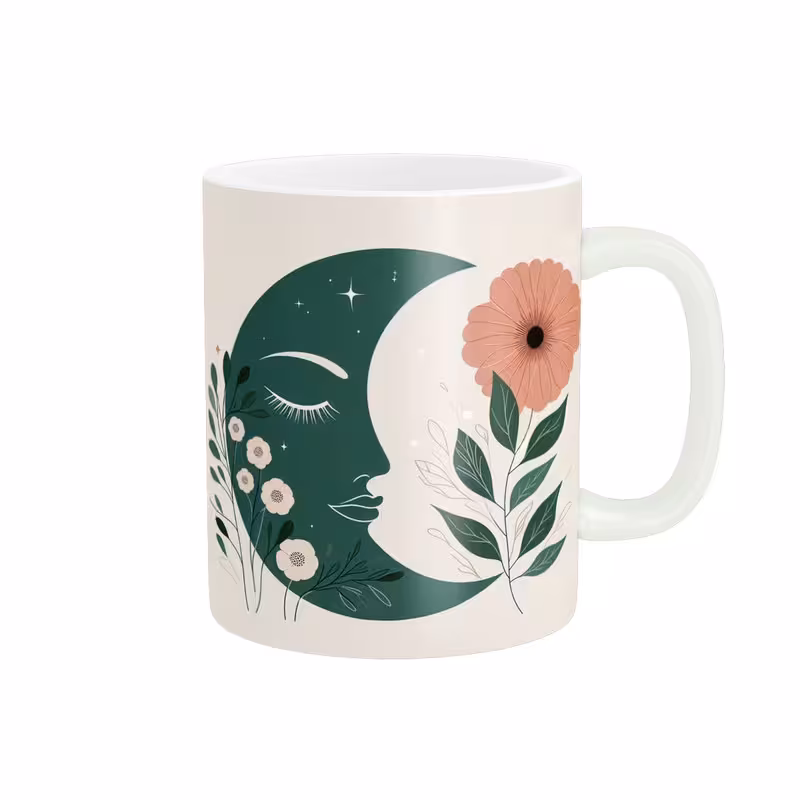 ماگ طرح  برگ و ماه کد 326